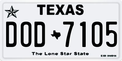 TX license plate DOD7105