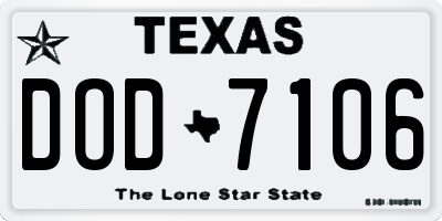TX license plate DOD7106