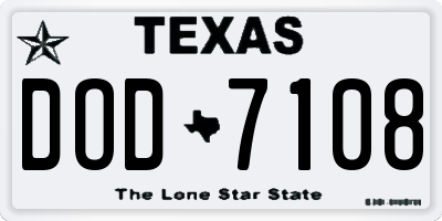 TX license plate DOD7108