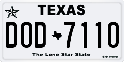 TX license plate DOD7110