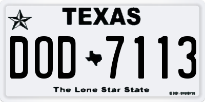 TX license plate DOD7113