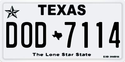 TX license plate DOD7114