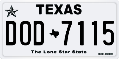 TX license plate DOD7115