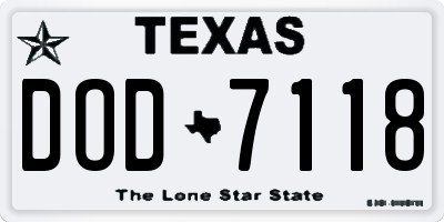 TX license plate DOD7118