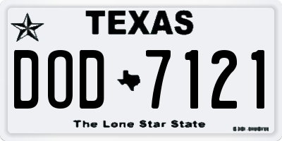 TX license plate DOD7121