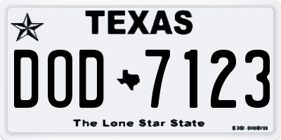TX license plate DOD7123