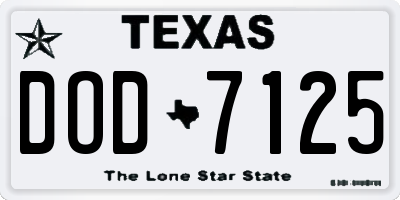 TX license plate DOD7125