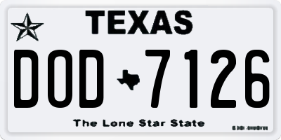 TX license plate DOD7126