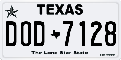 TX license plate DOD7128
