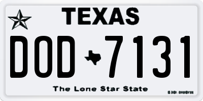 TX license plate DOD7131