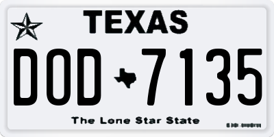 TX license plate DOD7135