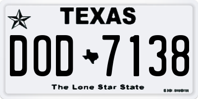 TX license plate DOD7138