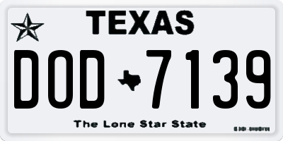 TX license plate DOD7139