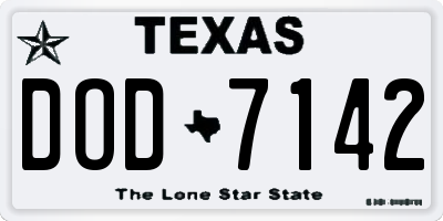 TX license plate DOD7142