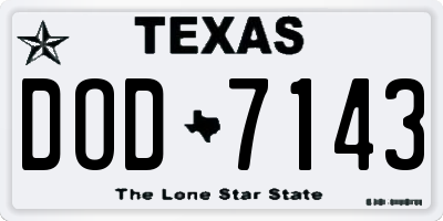 TX license plate DOD7143