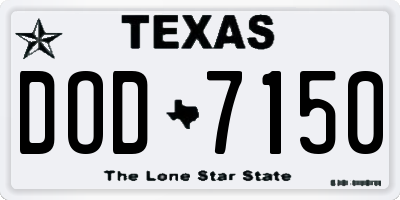 TX license plate DOD7150