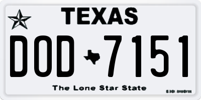 TX license plate DOD7151