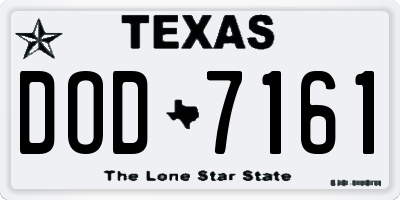 TX license plate DOD7161