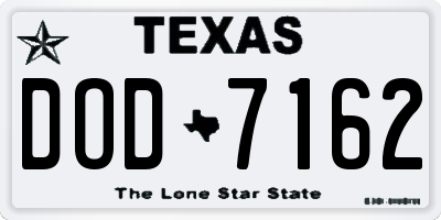 TX license plate DOD7162