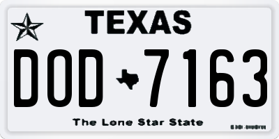 TX license plate DOD7163