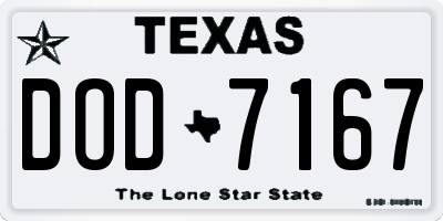 TX license plate DOD7167