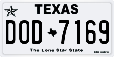 TX license plate DOD7169
