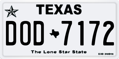 TX license plate DOD7172