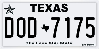 TX license plate DOD7175