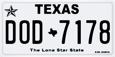 TX license plate DOD7178
