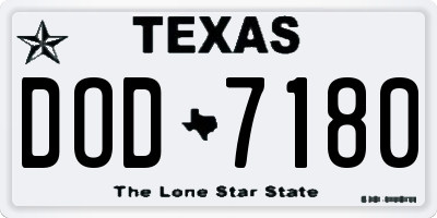 TX license plate DOD7180