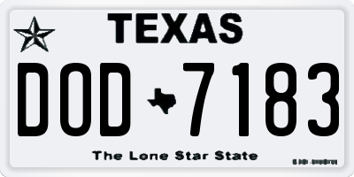 TX license plate DOD7183