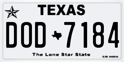 TX license plate DOD7184