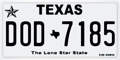 TX license plate DOD7185