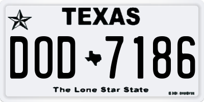 TX license plate DOD7186