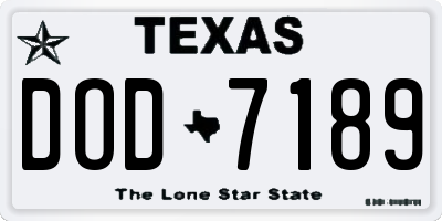 TX license plate DOD7189