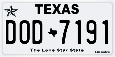 TX license plate DOD7191
