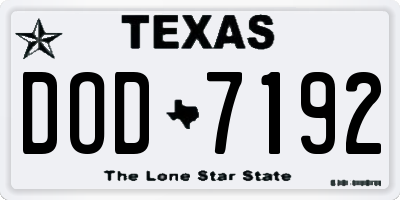 TX license plate DOD7192
