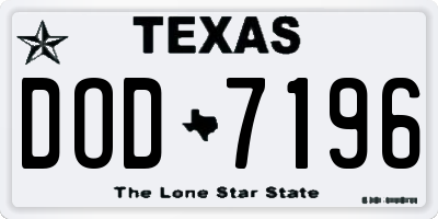 TX license plate DOD7196