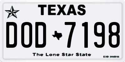 TX license plate DOD7198