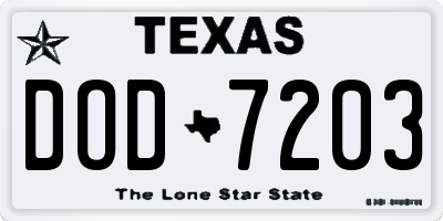TX license plate DOD7203