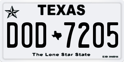 TX license plate DOD7205
