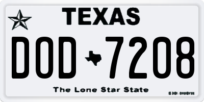 TX license plate DOD7208