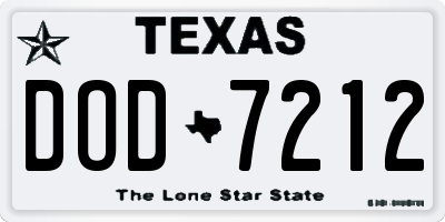 TX license plate DOD7212