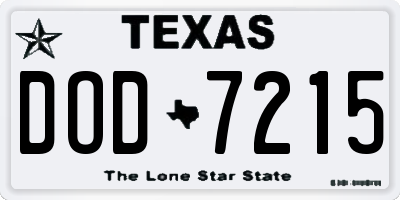 TX license plate DOD7215