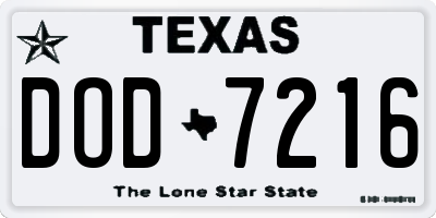 TX license plate DOD7216