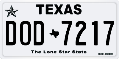 TX license plate DOD7217