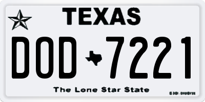 TX license plate DOD7221