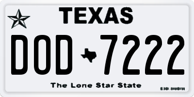 TX license plate DOD7222