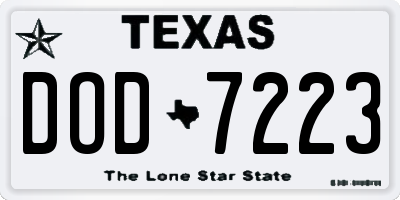 TX license plate DOD7223