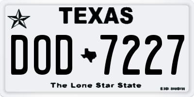 TX license plate DOD7227